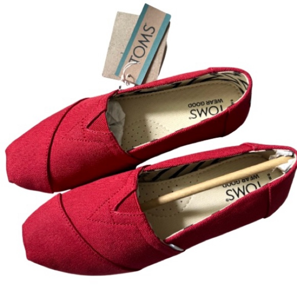 TOMS Vibrant Red Canvas Slip-Ons